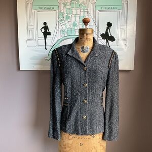 St. John Couture Tweed Gold Chain Accent blazer, Size M